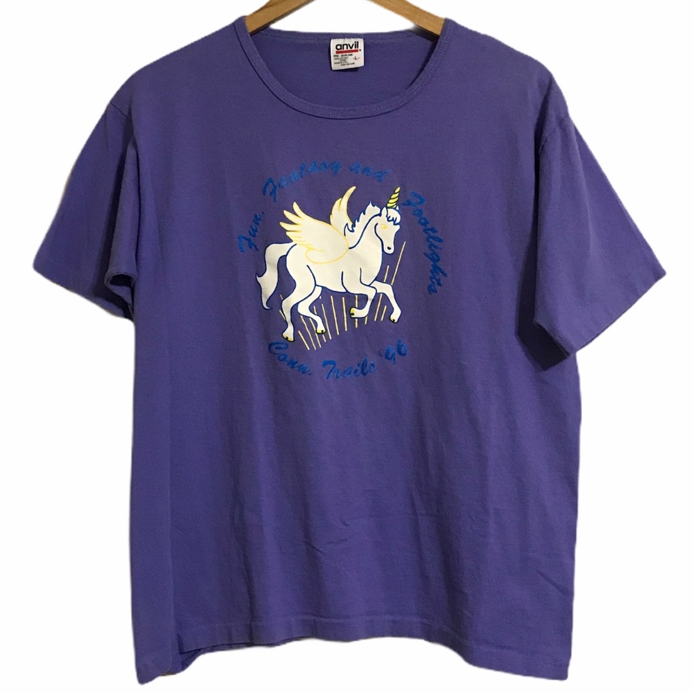 Vintage 90s Girl Scouts T shirt Purple Unicorn
